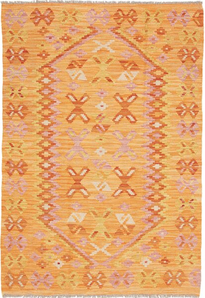 Tappeto Kilim Afghanistan Geometrico Arancio Rosa 102x148 Cm