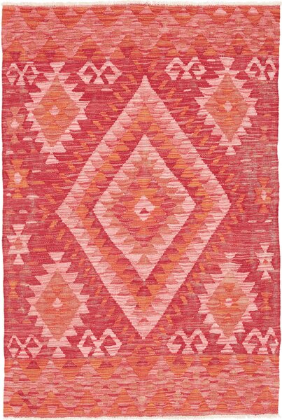 Tappeto Kilim Afghanistan Geometrico Rosso Arancio 107x160 Cm