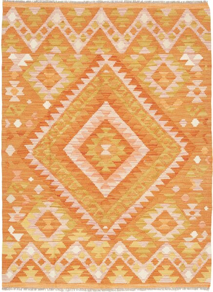 Tappeto Kilim Afghanistan Geometrico Arancione Giallo 103x143 Cm