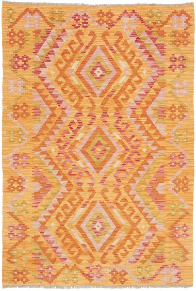 Tappeto Kilim Afghanistan Geometrico Arancione Giallo 104x153 Cm