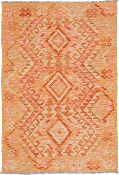 Tappeto Kilim Afghanistan Geometrico Arancio Pesca 102x153 Cm
