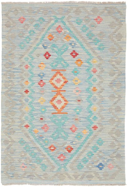 Tappeto Kilim Afghanistan Geometrico Azzurro Turchese 103x147 Cm