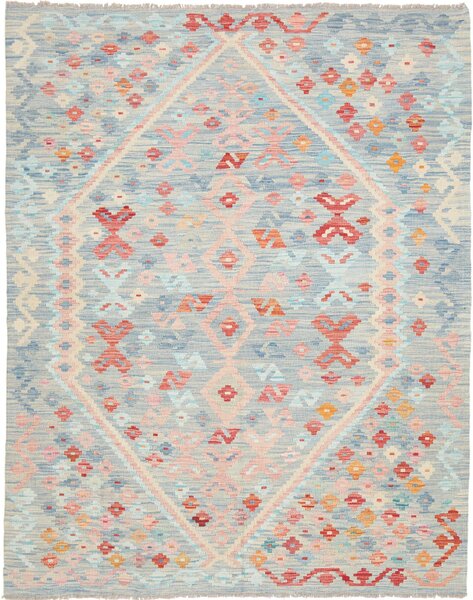 Tappeto Kilim Afghanistan Geometrico Azzurro Rosa 156x197 Cm