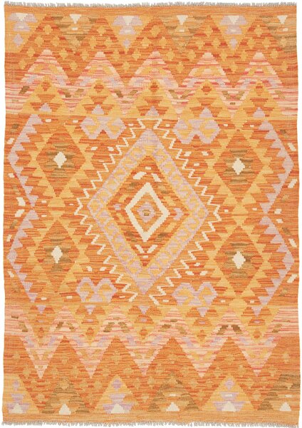 Tappeto Kilim Afghanistan Geometrico Arancione Ocra 109x151 Cm