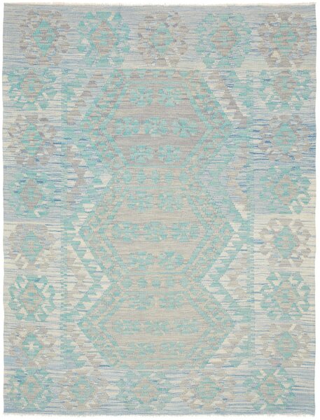 Tappeto Kilim Afghanistan Geometrico Azzurro Acquamarina 134x176 Cm
