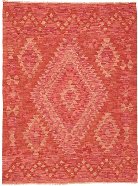 Tappeto Kilim Afghanistan Geometrico Rosso Arancio 126x170 Cm