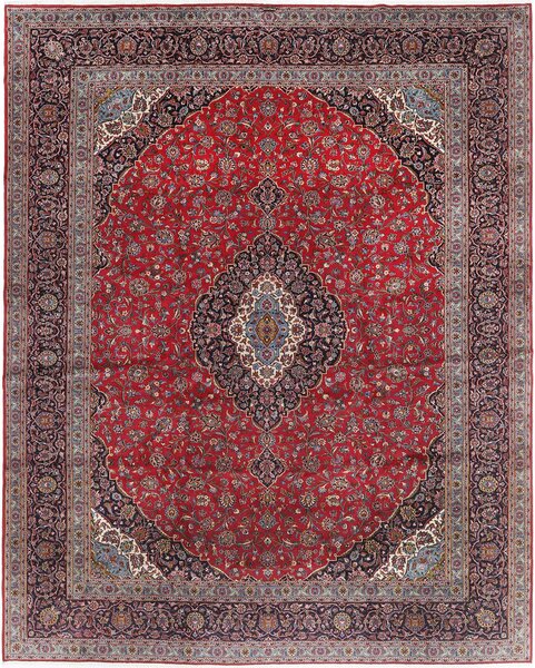 Tappeto Kashan Persia Medaglione Rosso Blu 400x495 Cm