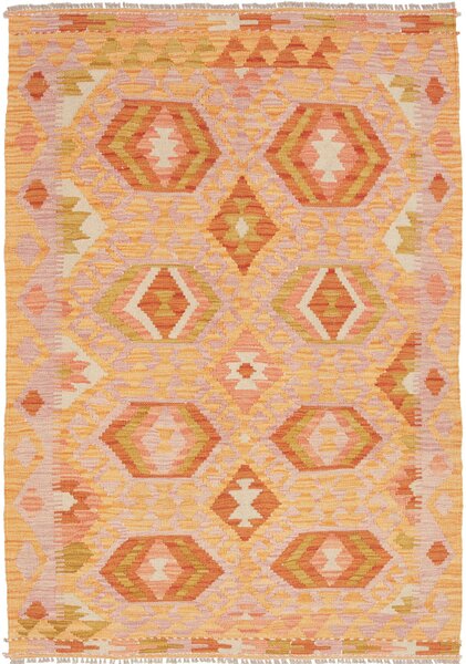 Tappeto Kilim Afghanistan Geometrico Arancio Pesca 102x145 Cm