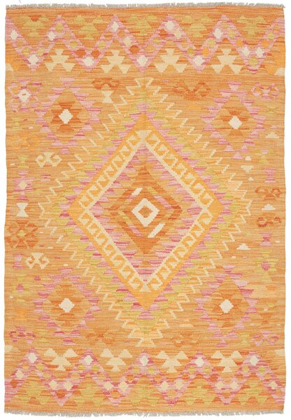 Tappeto Kilim Afghanistan Geometrico Arancione Rosa 103x145 Cm