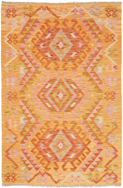 Tappeto Kilim Afghanistan Geometrico Arancione Rosa 101x152 Cm