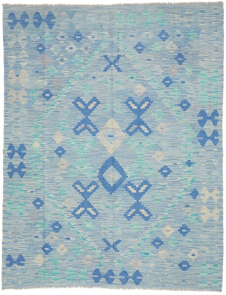 Tappeto Kilim Afghanistan Geometrico Azzurro Blu 154x198 Cm
