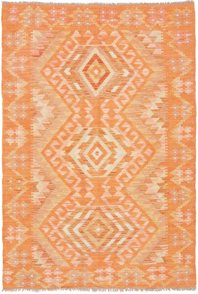 Tappeto Kilim Afghanistan Geometrico Arancio Crema 104x150 Cm