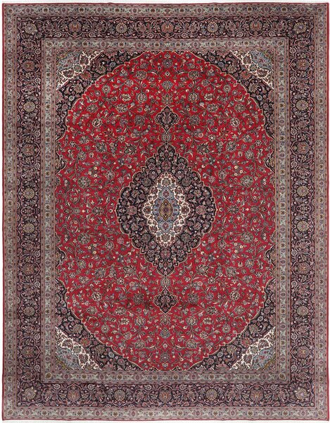 Tappeto Kashan Persia Medaglione Rosso Blu 392x500 Cm