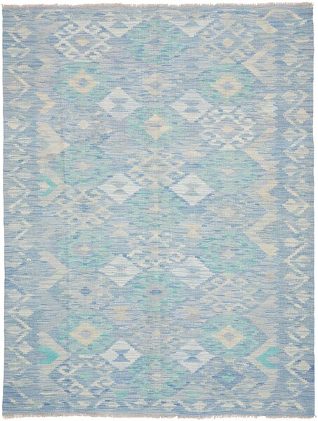 Tappeto Kilim Afghanistan Geometrico Azzurro Turchese 157x205 Cm
