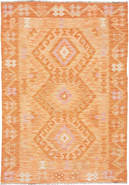 Tappeto Kilim Afghanistan Geometrico Arancio Crema 104x150 Cm