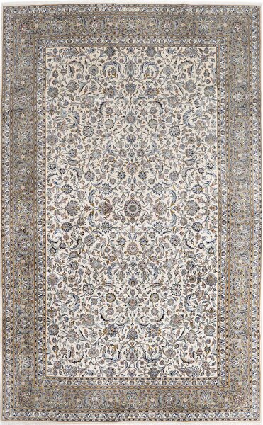 Tappeto Kashan Persia Floreale Avorio Blu 292x485 Cm