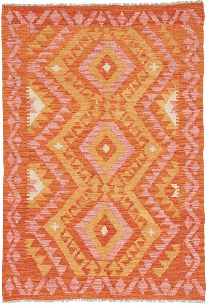 Tappeto Kilim Afghanistan Geometrico Arancio Rosa 101x147 Cm