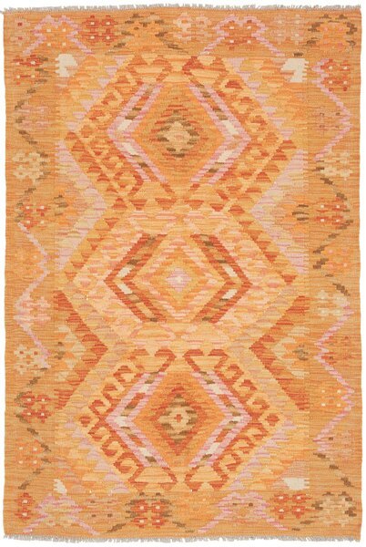 Tappeto Kilim Afghanistan Geometrico Arancio Rosa 101x150 Cm