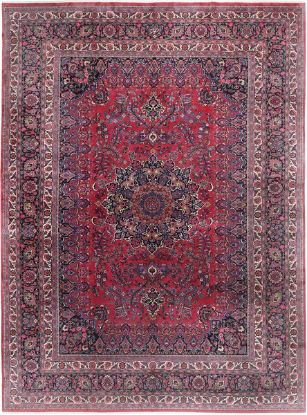 Tappeto Mashad Persia Medaglione Rosso Blu 360x488 Cm