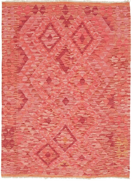 Tappeto Kilim Afghanistan Geometrico Rosa Rosso Corallo 109x144 Cm
