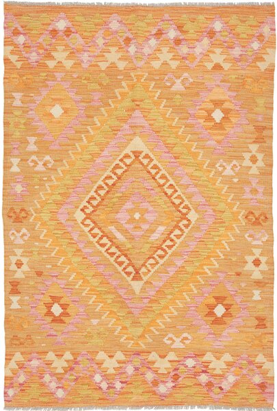 Tappeto Kilim Afghanistan Geometrico Arancione Rosa 104x156 Cm