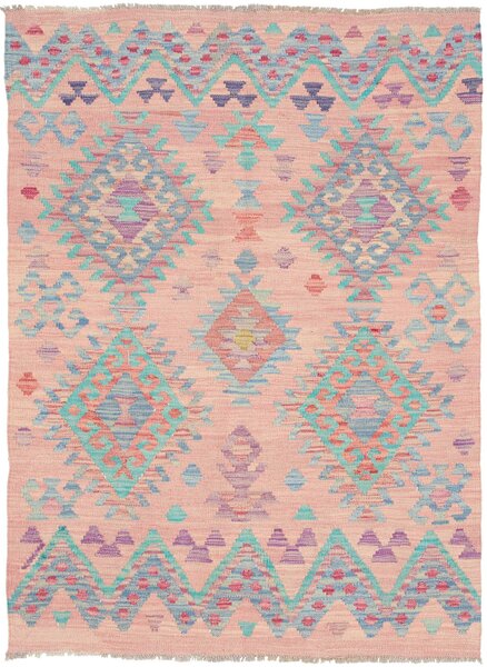Tappeto Kilim Afghanistan Geometrico Rosa Azzurro 107x145 Cm