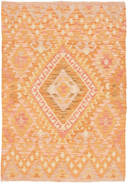 Tappeto Kilim Afghanistan Geometrico Arancione Pesca 102x147 Cm