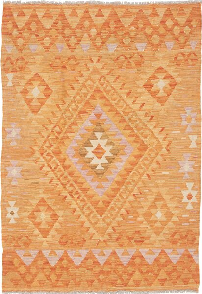 Tappeto Kilim Afghanistan Geometrico Arancio Terracotta 104x151 Cm