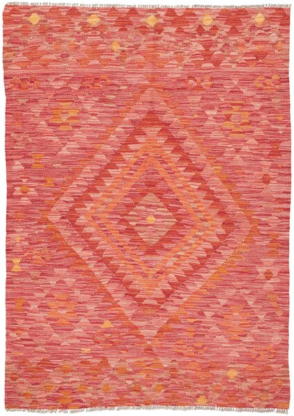 Tappeto Kilim Afghanistan Geometrico Rosso Arancione 106x150 Cm