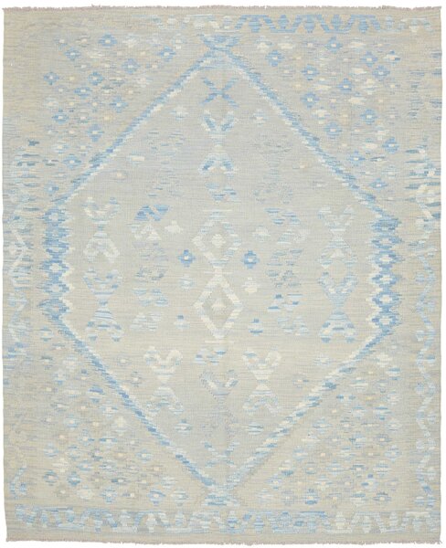 Tappeto Kilim Afghanistan Geometrico Azzurro Grigio Chiaro 160x198 Cm