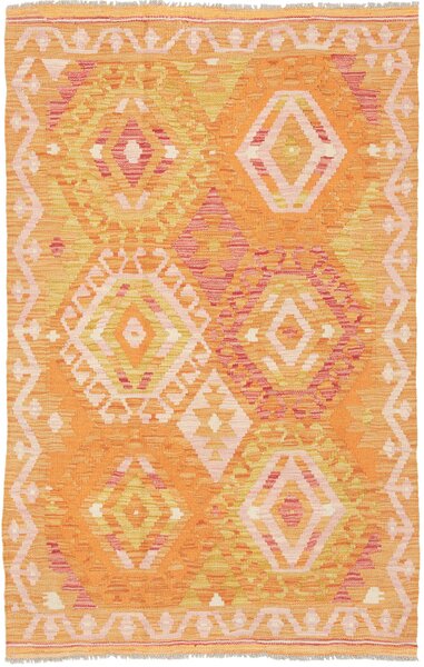 Tappeto Kilim Afghanistan Geometrico Arancione Giallo 99x156 Cm