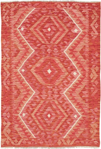 Tappeto Kilim Afghanistan Astratto Rosso Corallo 102x147 Cm