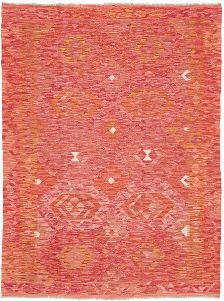 Tappeto Kilim Afghanistan Geometrico Rosso Rosa 137x186 Cm