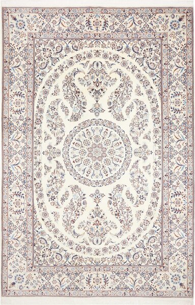 Tappeto Nain 9la Persia Medaglione Crema Blu 206x308 Cm