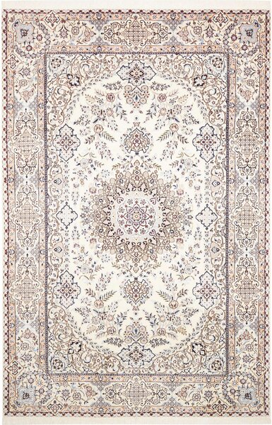 Tappeto Nain 9la Persia Medaglione Avorio Blu 200x310 Cm
