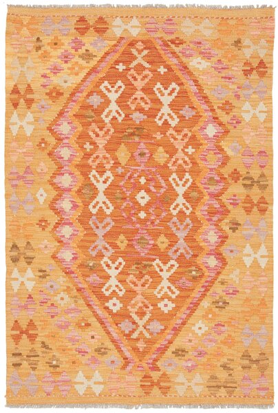 Tappeto Kilim Afghanistan Geometrico Giallo Arancio 98x146 Cm