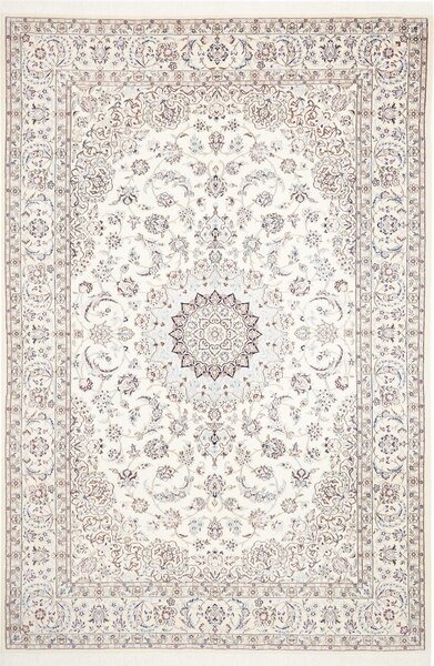 Tappeto Nain 9la Persia Medaglione Crema Azzurro 208x310 Cm