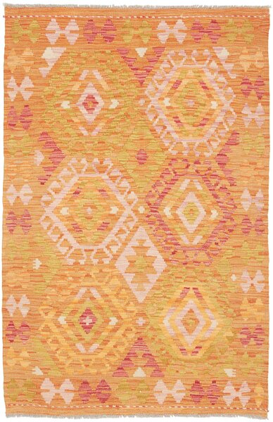 Tappeto Kilim Afghanistan Geometrico Arancione Giallo 102x155 Cm