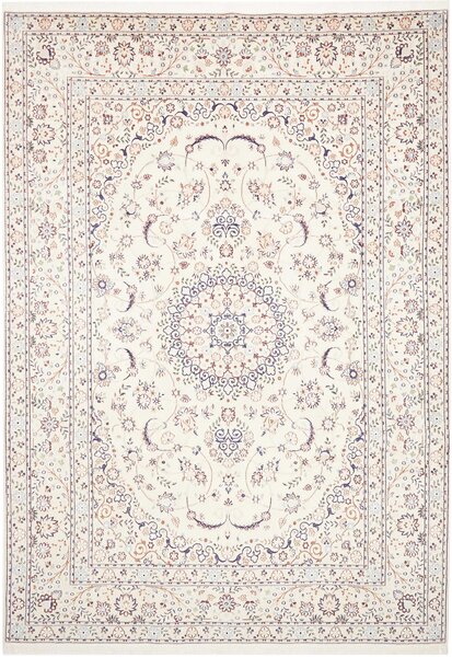 Tappeto Nain 9la Persia Medaglione Avorio Blu 210x307 Cm