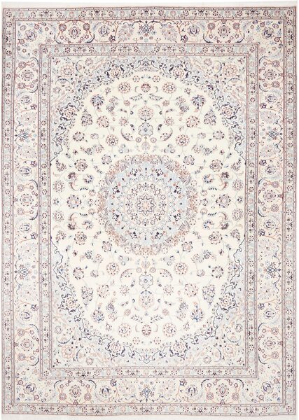 Tappeto Nain 9la Persia Medaglione Avorio Blu 242x337 Cm