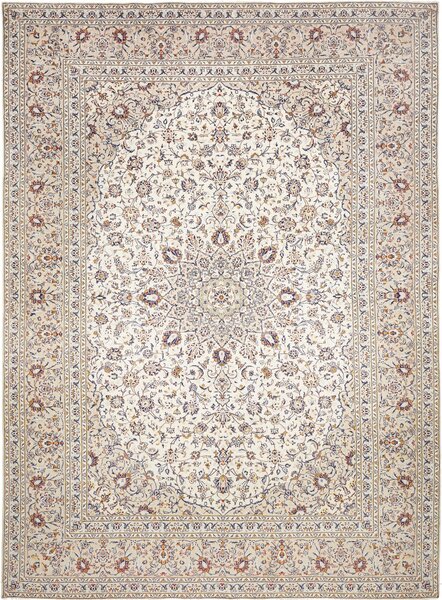 Tappeto Kashan Persia Medaglione Crema Blu 290x403 Cm