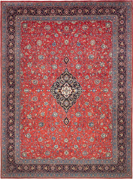 Tappeto Sarough Persia Medaglione Rosso Blu 290x400 Cm