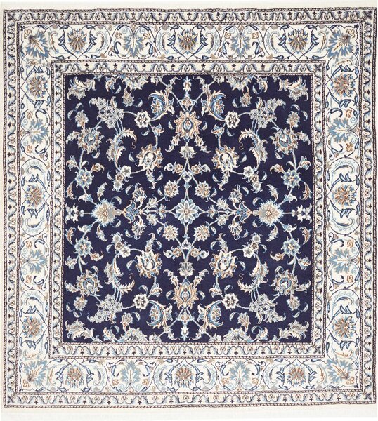Tappeto Nain Kashmar Persia Floreale Blu Crema 198x214 Cm