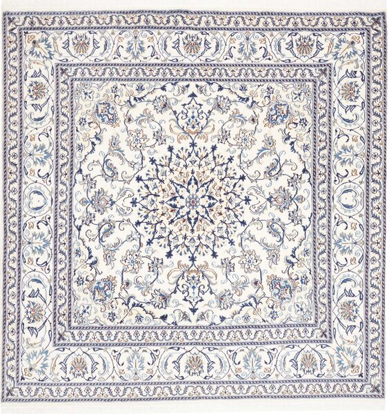 Tappeto Nain Kashmar Persia Medaglione Crema Blu 195x204 Cm