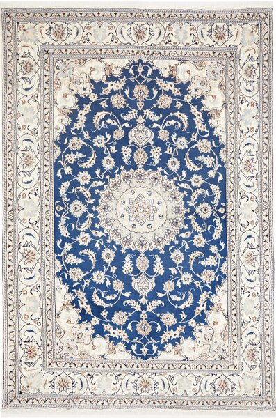 Tappeto Nain Kashmar Persia Medaglione Blu Zaffiro Avorio 197x297 Cm