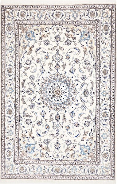 Tappeto Nain Kashmar Persia Medaglione Crema Blu 196x300 Cm