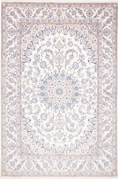Tappeto Nain Kashmar Persia Medaglione Bianco Azzurro 250x367 Cm