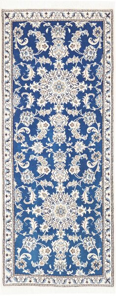 Tappeto Nain Kashmar Persia Medaglione Blu Crema 80x209 Cm