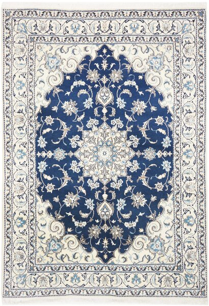 Tappeto Nain Kashmar Persia Medaglione Blu Avorio 146x207 Cm