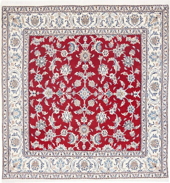 Tappeto Nain Kashmar Persia Floreale Rosso Crema 197x204 Cm